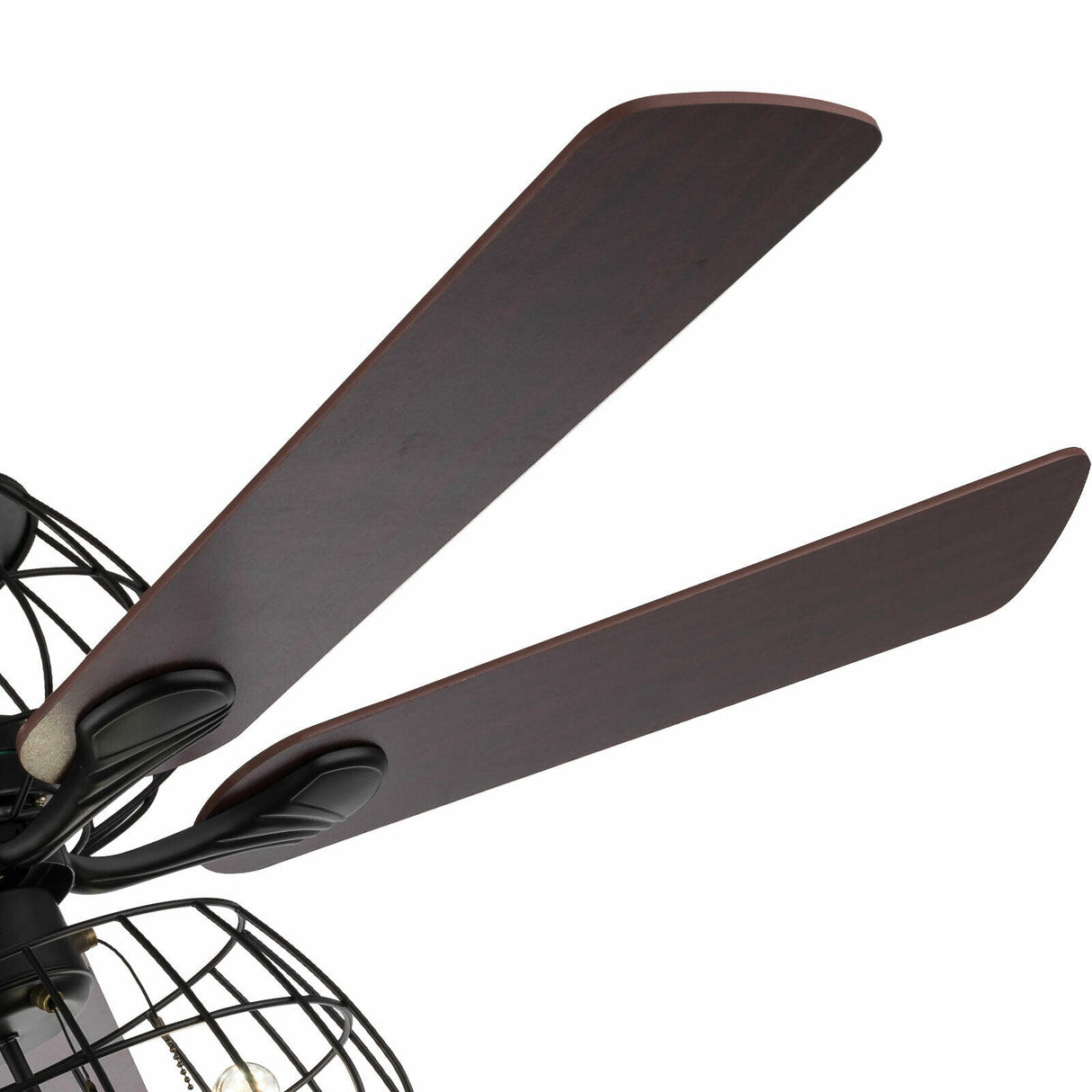 LED Ceiling Fan Light 3 Speed Setting 5 Reversible Wood Blades Retro Cage Chandelier with Remote Control