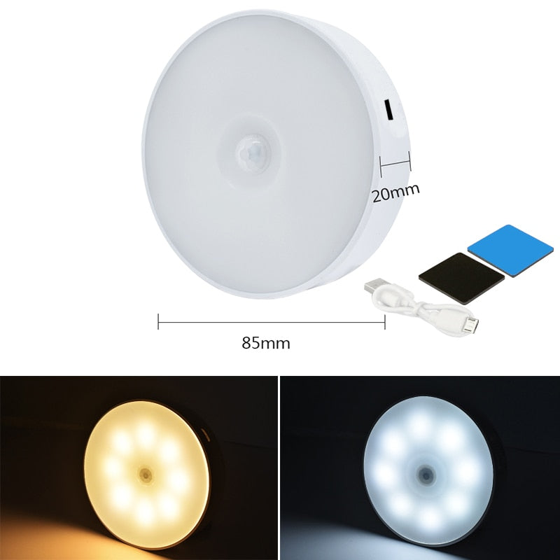 Sensor Led Usb Recharge USB Recharge LED PIR Infrared Sensor Night Light 8 Light Beads Cabinet ...