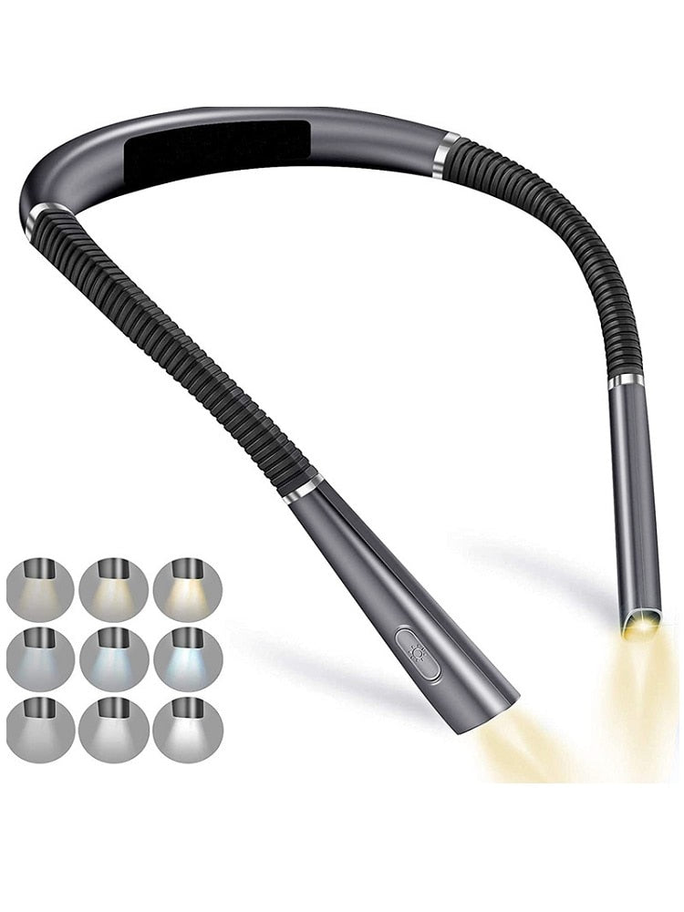 Neck Reading Light Novelty Flexible Neck Lights Handsfree Book Light Hanling Read Lamp Portable USB Rechargeable Book Lighting