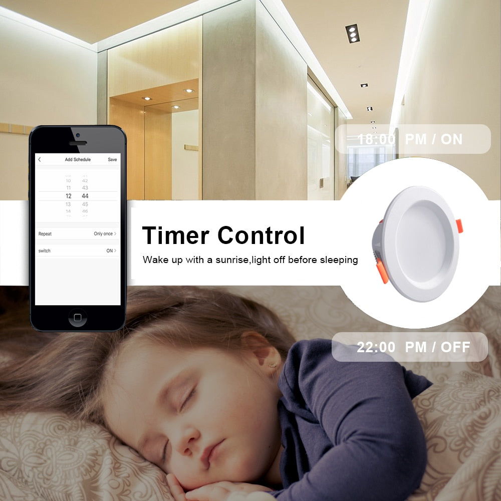 AVATTO Tuya Smart WiFi LED Downlight, 7W 9W RGB Cool &amp; Warm White Smart Home Round Spotlight works with Alexa Google Home