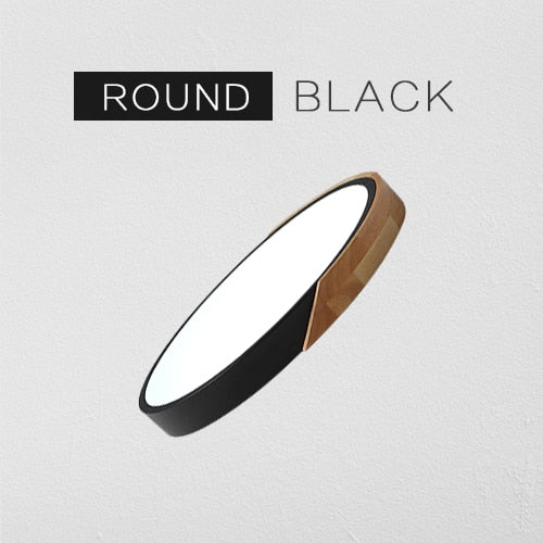 LED Ceiling Light Modern Nordic Round Lamp Wooden Home Living Room Bedroom Study Surface Mounted Lighting Fixture Remote Control