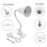 Desk Lamp with Clamp Base and Adjustable Gooseneck, EU US plug in clip lamp for Bed/Cupboard dorm room reading lamp, pink