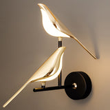 Nordic Golden Bird LED Chandelier Parlor Bar Bedside Hanging Light Fixture Novelty 360 Degree Rotation Replaceable LED Home Deco