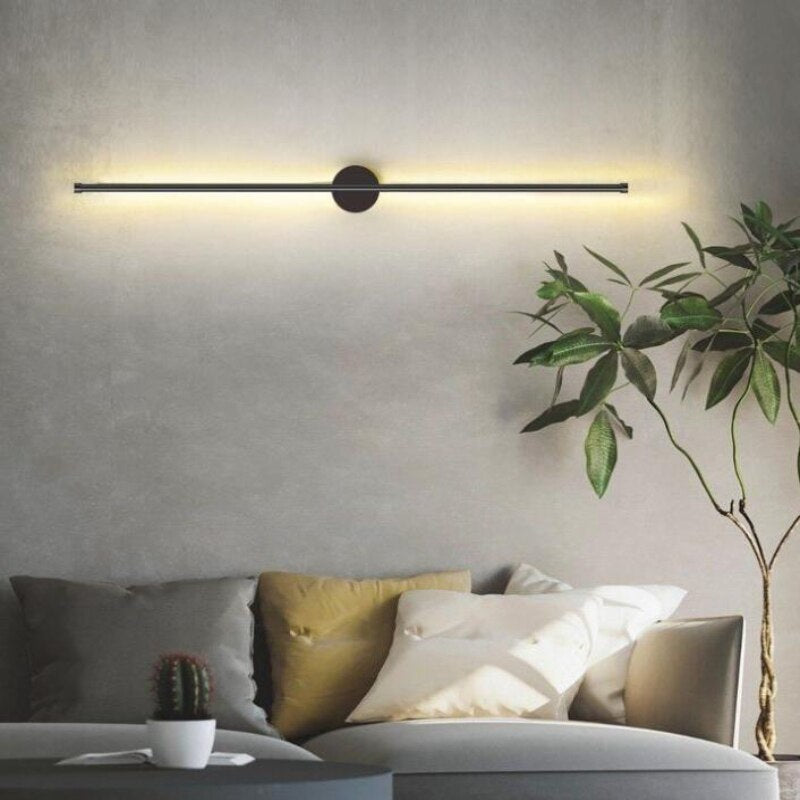 Modern simple linear tube LED wall lamp up down background opposite wall light LED bedside foyer corridor black gold LED sconce