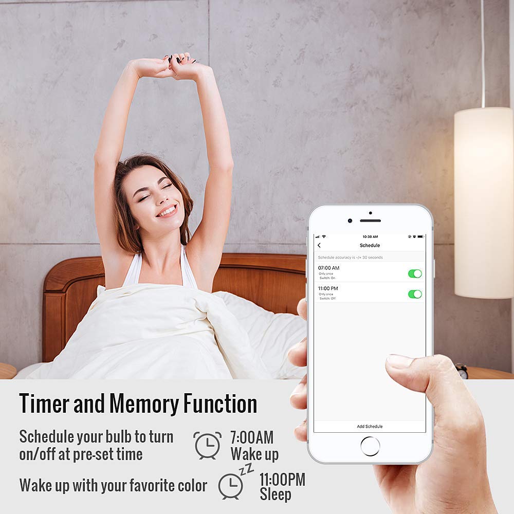 FrankEver A19 Wifi Smart Light Bulbs LED WiFi Dimmable Wireless E26 E27 Lamp Compatible with Alexa Google Home Smart Household