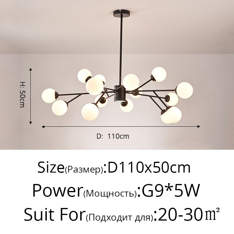 Creative Gold Black Chandelier Lights For Living Room Bedroom G9 Lamps Fixtures Lustres Indoor Lighting Luminaria Without Bulbs