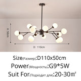 Creative Gold Black Chandelier Lights For Living Room Bedroom G9 Lamps Fixtures Lustres Indoor Lighting Luminaria Without Bulbs