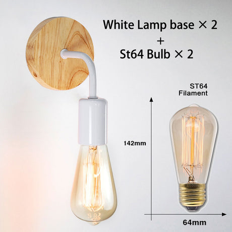 2pcs/lot Nordic Wood Wall Lamp Sconce E27 85-265V Retro Vintage Indoor Lighting Bedroom Living Room For Home Wall Light Fixture