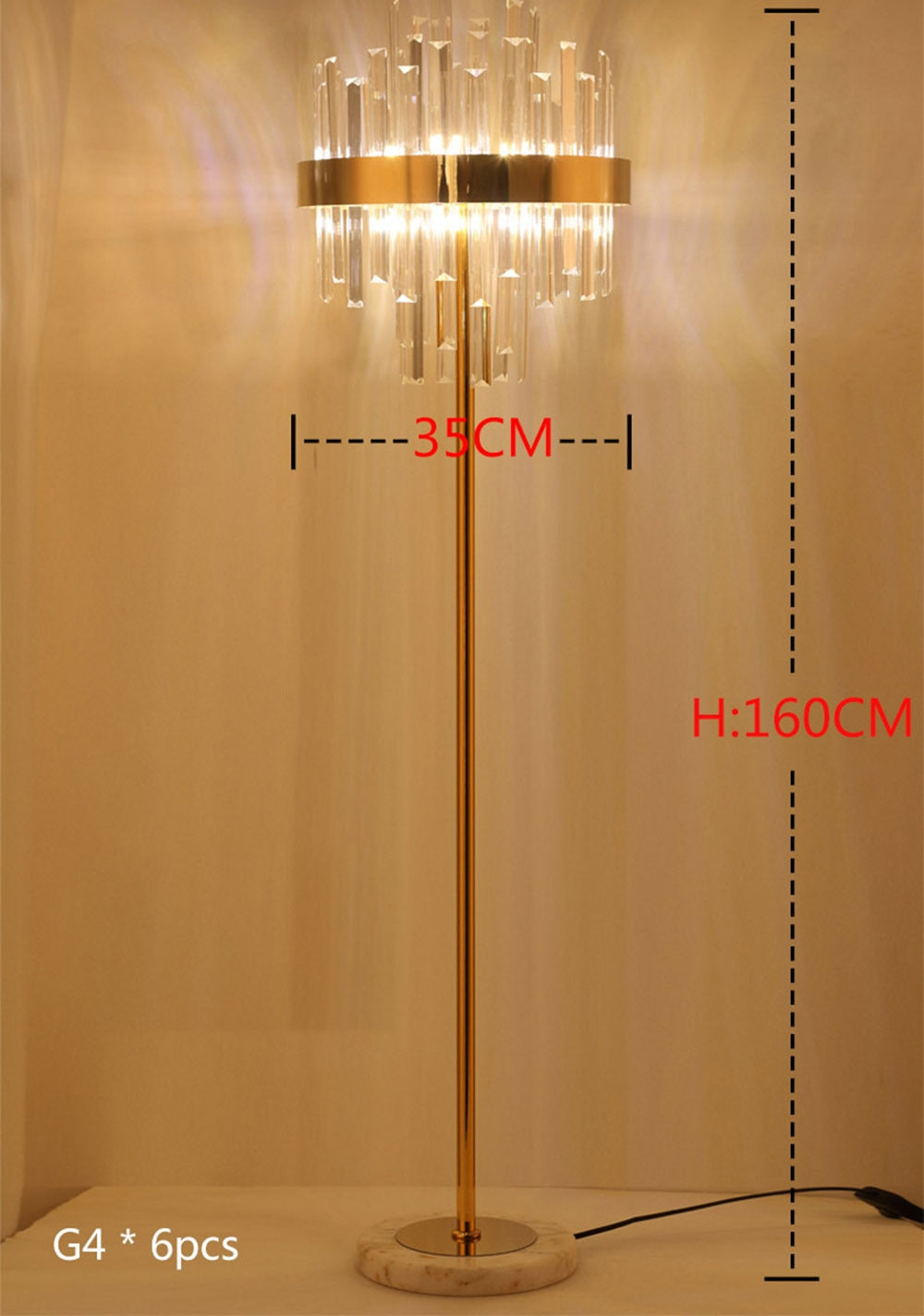 New Luxury Modern Crystal Gold Stand Floor Lamp LED For Bedroom Living Room Indoor Home Light Fixtures