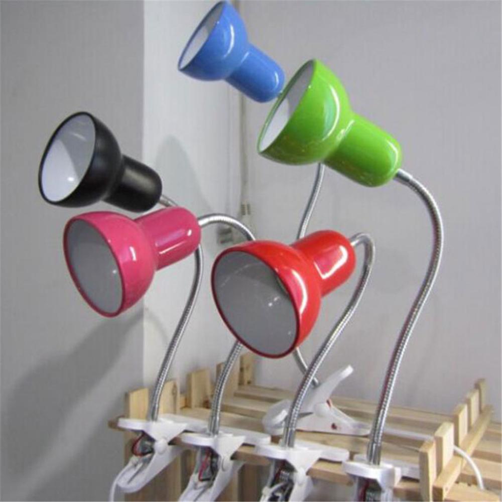 Desk Lamp with Clamp Base and Adjustable Gooseneck, EU US plug in clip lamp for Bed/Cupboard dorm room reading lamp, pink