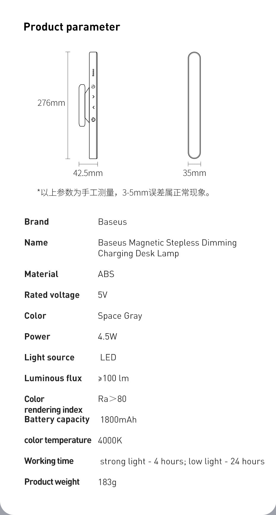 Hanging Magnetic LED Table Lamp, Dimming Desk Lamp Rechargeable Cabinet Light For Bedroom Kitchen