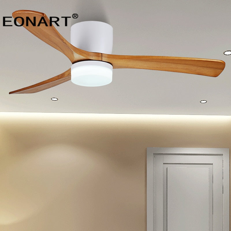 48Inch Low Floor Wooden Led Dc Ceiling Fan With Lamp  Remote Control  Modern Indoor Solid Wood White Ceiling Fans Without lmap
