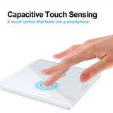 Livolo EU Standard 2 Gang 1 Way Wall Touch Light Switch,Wall Power Sensor Switch,4Colors Crystal Glass Panel,with led Backlight