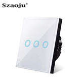 Szaoju Touch Switch EU Standard White Crystal Glass Panel Light Switch AC110-220V Switch 1/2/3 Gang 1 Way Wall Lamp TOUCH SWITCH
