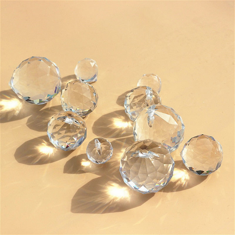 15mm-100mm Glass Crystal Ball For Chandeliers Faceted Hanging Ball Crystal Drops For Chandelier Parts For Home Decoration