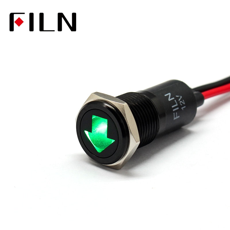 14mm Waterproof Lamp FILN 12V LED Car Signal Lights Instrument Pilot light red blue indicator light with wire
