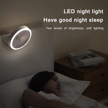 2000mAh USB Rechargeable Ceiling Fans with Remote Control 360° Rotation 3-speed Wind Desk Hanging Ventilator for Outdoor Camping