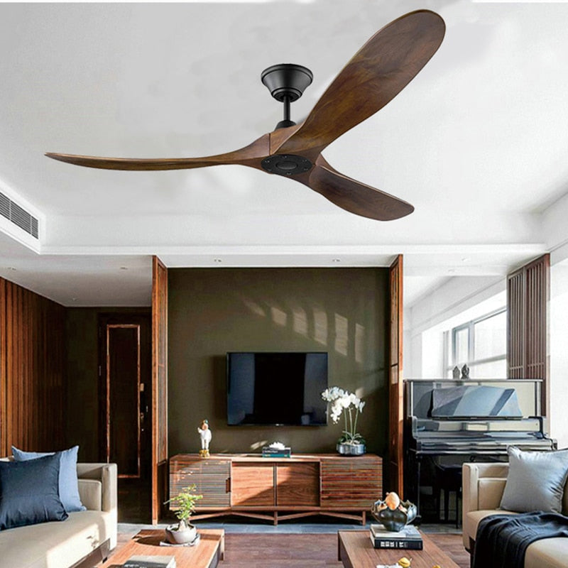 Big Size Wood Ceiling Fan 52 60 70inch 110V 220V  Industrial Vintage Wooden Fans With No Light Remote Control Wood Fans For Home