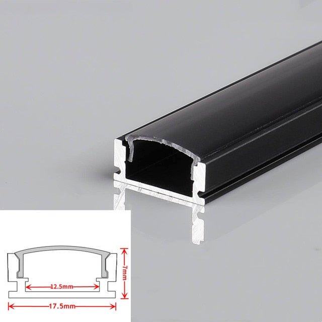 Black Led Aluminum Profile U/W/V With Milky PC Cover kitchen Cabinet Closet Lamp LED Strip Shelf Light Channel Holder Diffuser