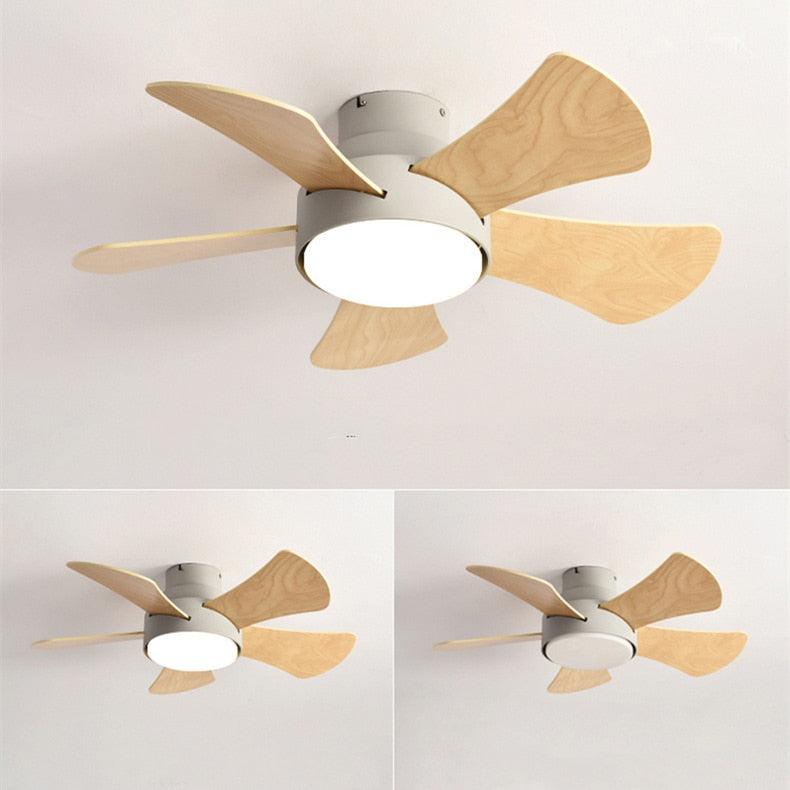 DC Silent Fan Ceiling Lamp Loft Fans With LED Light and Remote Modern Lamps for Living Room Hall Ventilator Lights Wood Lighting
