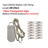 LED String Lights Photo Clip USB Battery Operated Garland Fairy Lamp Christmas Decoration Holiday Party Wedding Xmas Lighting