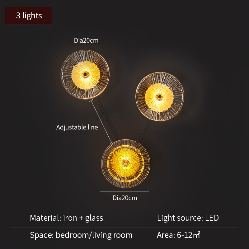 FKL Modern Round Crystal Wall Lamp Glass Combination For Living Room Nordic TV Background LED Lights Bedside Corridor Aisle