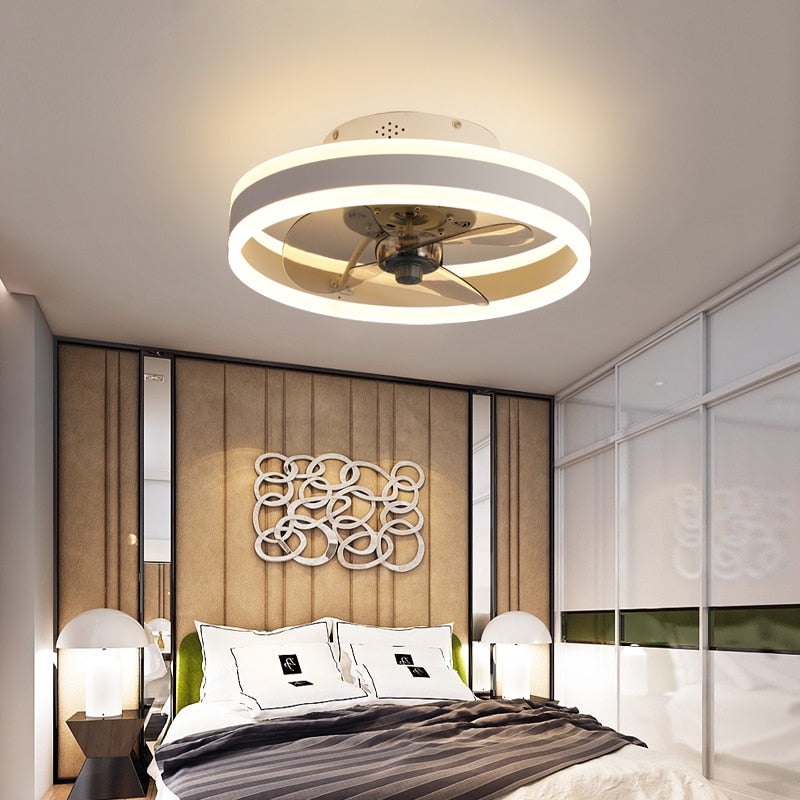 Modern simple ceiling fan transparent crystal decorative LED remote control lighting bedroom fan lamp free delivery