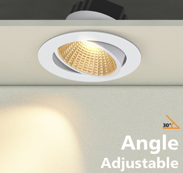 Black/White Body Recessed LED Dimmable Downlight COB 6W 9W 12W 15W LED Spot Light LED Decoration Ceiling Lamp AC 110V/220V