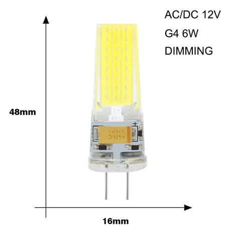 10pcs LED G4 COB Lamp AC DC 12V 220V Mini Dimming G4 LED Bulb Lampasas LED Lighting Replace Halogen Spotlight Chandelier LED Lamp