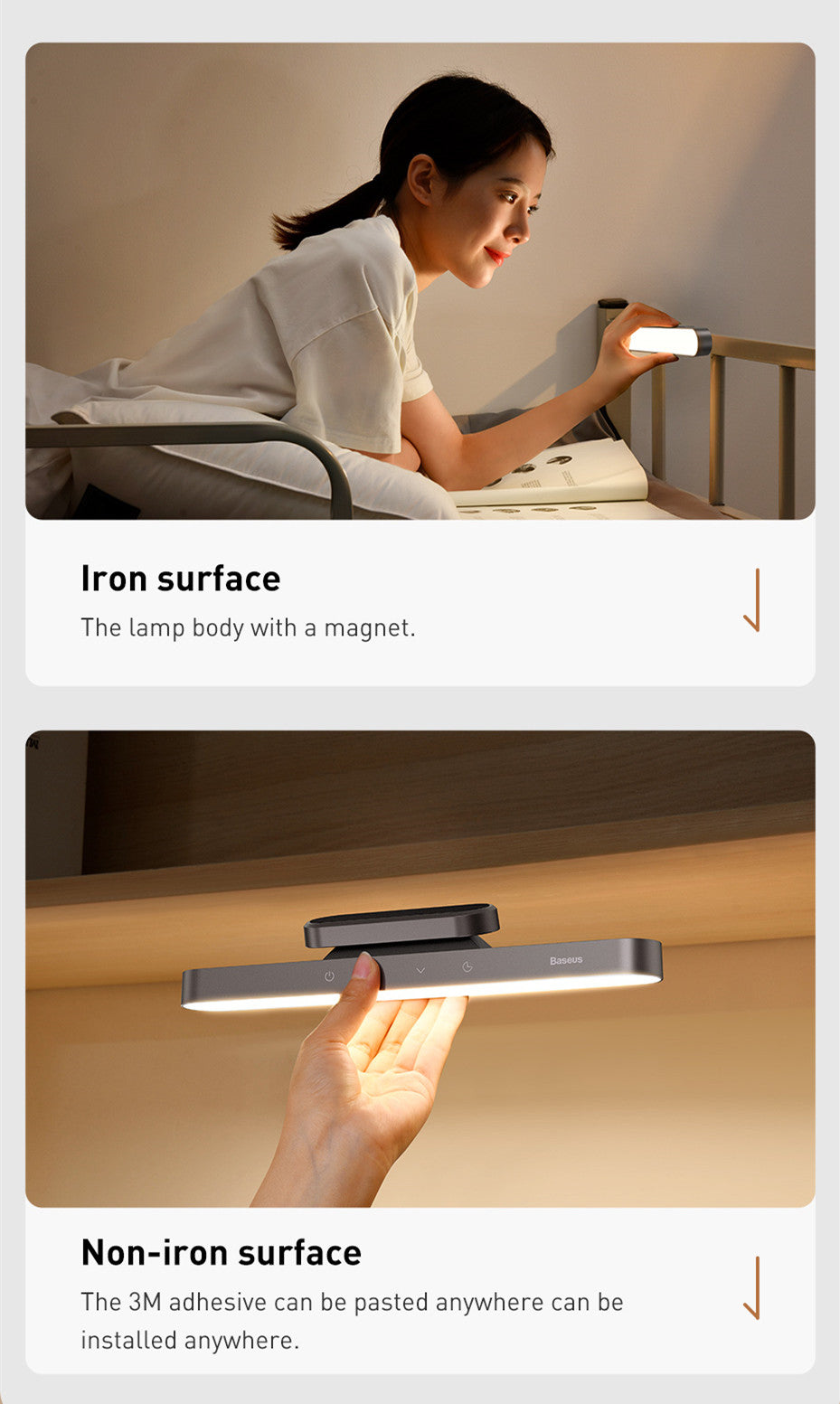 Hanging Magnetic LED Table Lamp, Dimming Desk Lamp Rechargeable Cabinet Light For Bedroom Kitchen