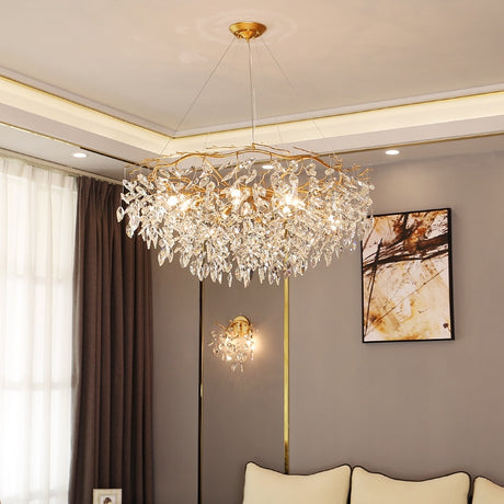 Nordic Gold Crystal Chandelier Lighting Modern Large Luster LED Ceiling Chandelier Loft Art Hanging Lamp for Living Room Lusters