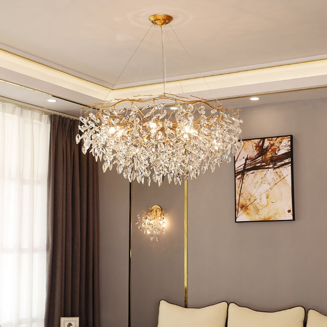Nordic Gold Crystal Chandelier Lighting Modern Large Luster LED Ceiling Chandelier Loft Art Hanging Lamp for Living Room Lusters