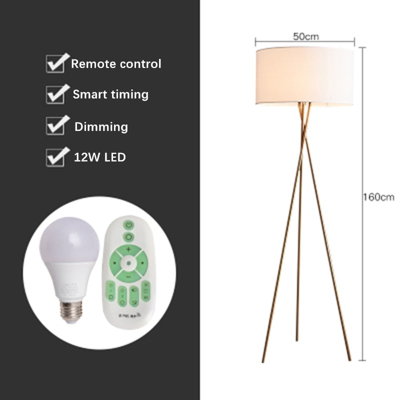 Nordic LED Floor Lamp Modern Tripod Metal Floor Lamps for Living Room Bedroom E27 Stand Light Home Room Decoration Light Fixture