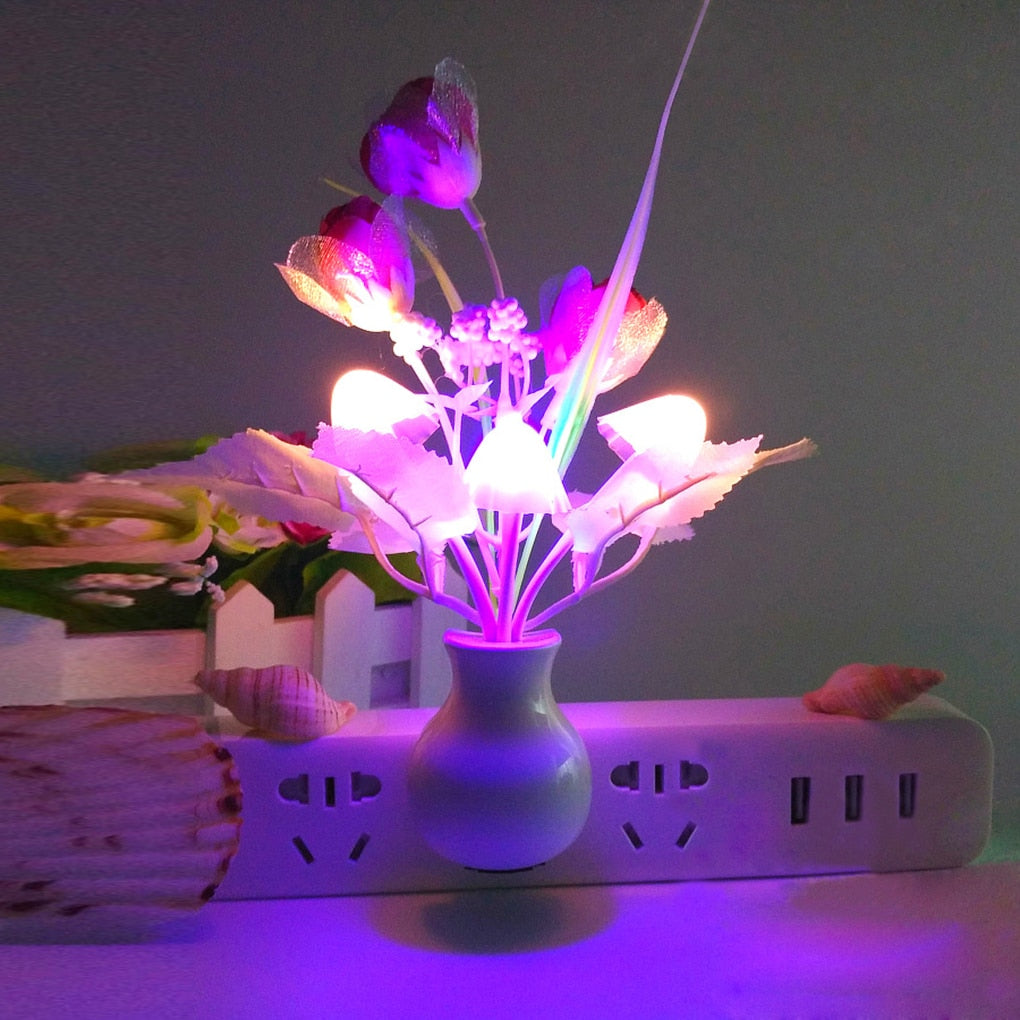 Novelty 7 Color Night Light US Plug Induction Dream Mushroom Fungus Luminaria Lamp 220V LED Mushroom Lamp led night lights