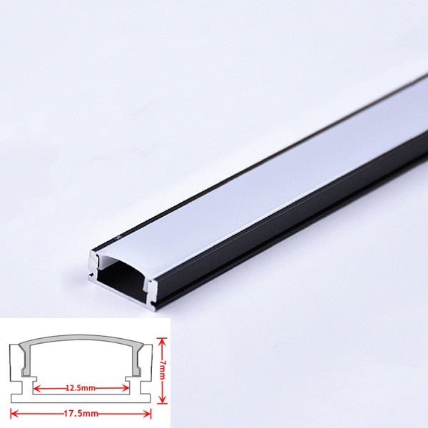 Black Led Aluminum Profile U/W/V With Milky PC Cover kitchen Cabinet Closet Lamp LED Strip Shelf Light Channel Holder Diffuser