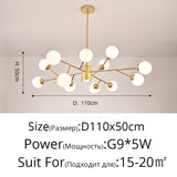 Creative Gold Black Chandelier Lights For Living Room Bedroom G9 Lamps Fixtures Lustres Indoor Lighting Luminaria Without Bulbs