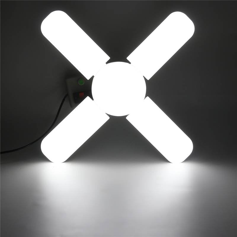 LED Garage Lights Foldable E27 Bulb 4 Adjustable Fan Blades Deformable Workshop Warehouse Ceiling Lighting 6500K AC110-265V