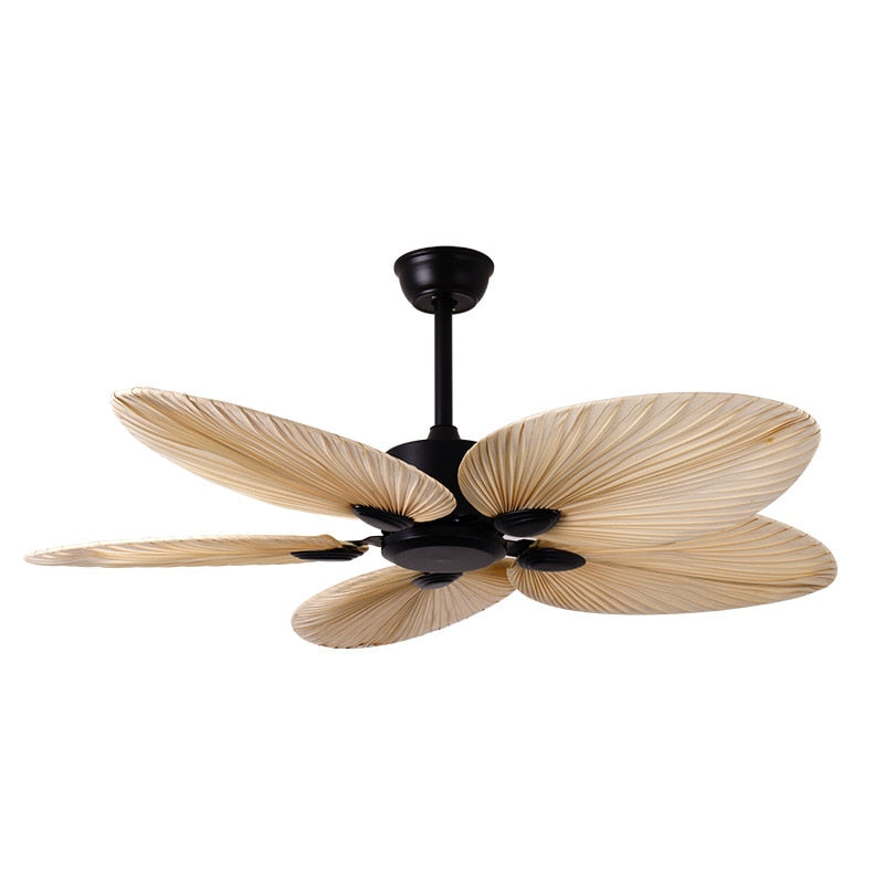 Ru 2022 New High Quality 52inch Factory Price Natural Breeze Palm Leaf Fan Blades 220V Remote Control Ceiling Fan Living Room