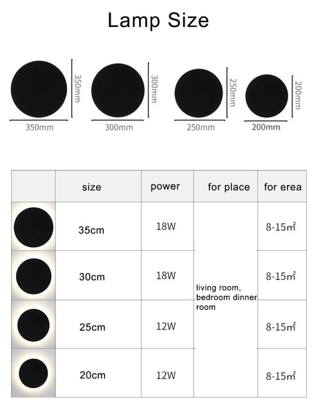 35/30/20CM LED Indoor Wall Lamp Living Room Decoration Bedside Light Home Lighting Fixture Loft Stair Light Round Aluminum Lamp