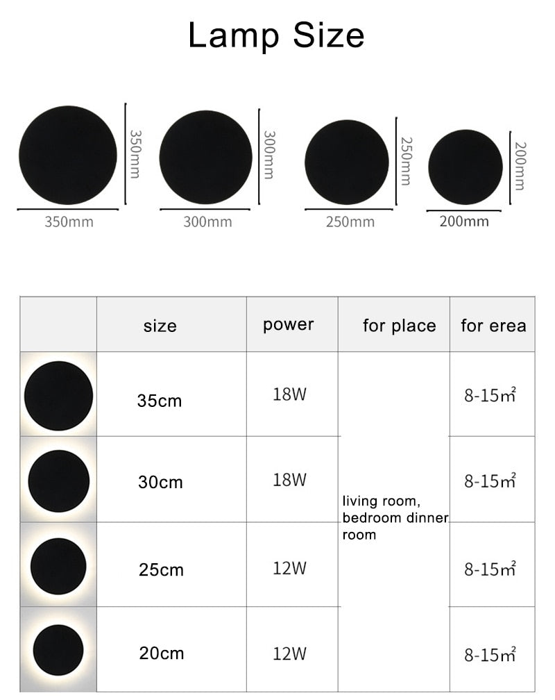 35/30/20CM LED Indoor Wall Lamp Living Room Decoration Bedside Light Home Lighting Fixture Loft Stair Light Round Aluminum Lamp