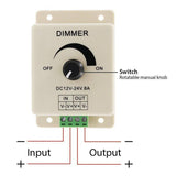 Manual LED Dimmer PWM Controller 12V-24V DC 8A Brightness Controller Light Strip Controller