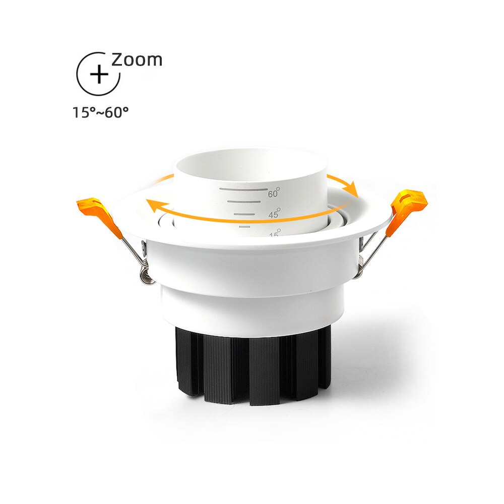 Zoom Beam Angle Adjustable 15/45/60 Degrees LED COB Recessed Downlight 12W 18W 20W LED Ceiling Spot Light for Picture Background