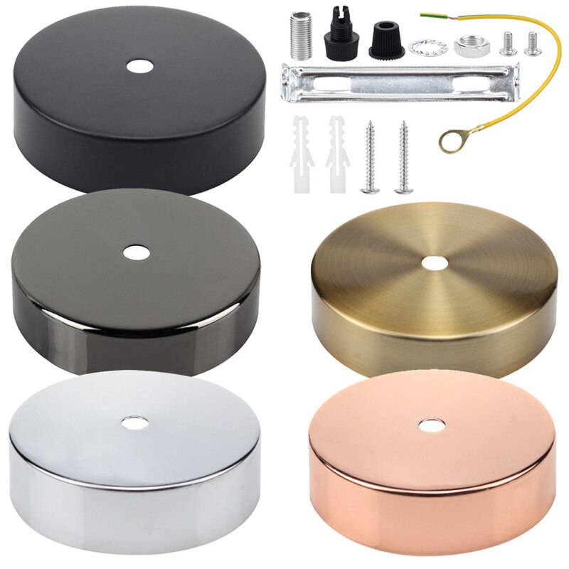 Ceiling Plate Round Black Silver Bronze 8/10/12/15cm Vintage Disc Light Accessories Tray For Pendant Lamp&amp;Wall Light Lamp Base
