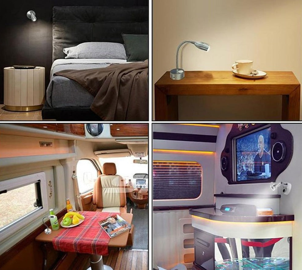 DC12Volt RV Boat LED Reading Light, Wall Lamp for Truck Motorhome Yachts Cabin Bedside, Camper Van Caravan Boat RV Lighting