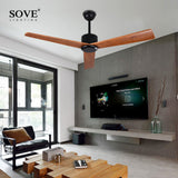 SOVE Modern Decorative Wooden Ceiling Fans Without Light Home Fan Ceiling Fan Wood Ceiling Fans Without Light Ventilador De Teto