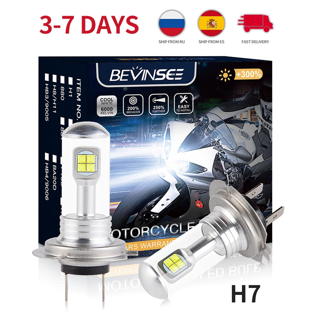 Bevinsee H7 H4 H11 H1 LED Light For Car 9005 HB3 9006 HB4 880 881 H8 LED Fog Light 12V BA20D P15D H3 Motorcycle Light Bulbs A18