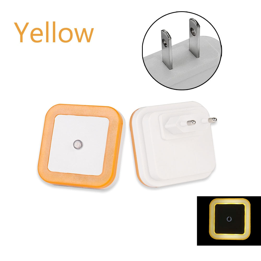 Mini LED Night Light EU/US Plug in Dusk to Dawn Sensor Wall Nights Lamp Square for Bedroom Hallway Stairs Corridor 110V 220V