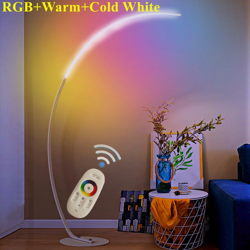 Nordic Dimmable RGB CCT Remote Control Floor Lamp Modern LED C Fishing Floor Light Corner Reading Floor Lamps With Table
