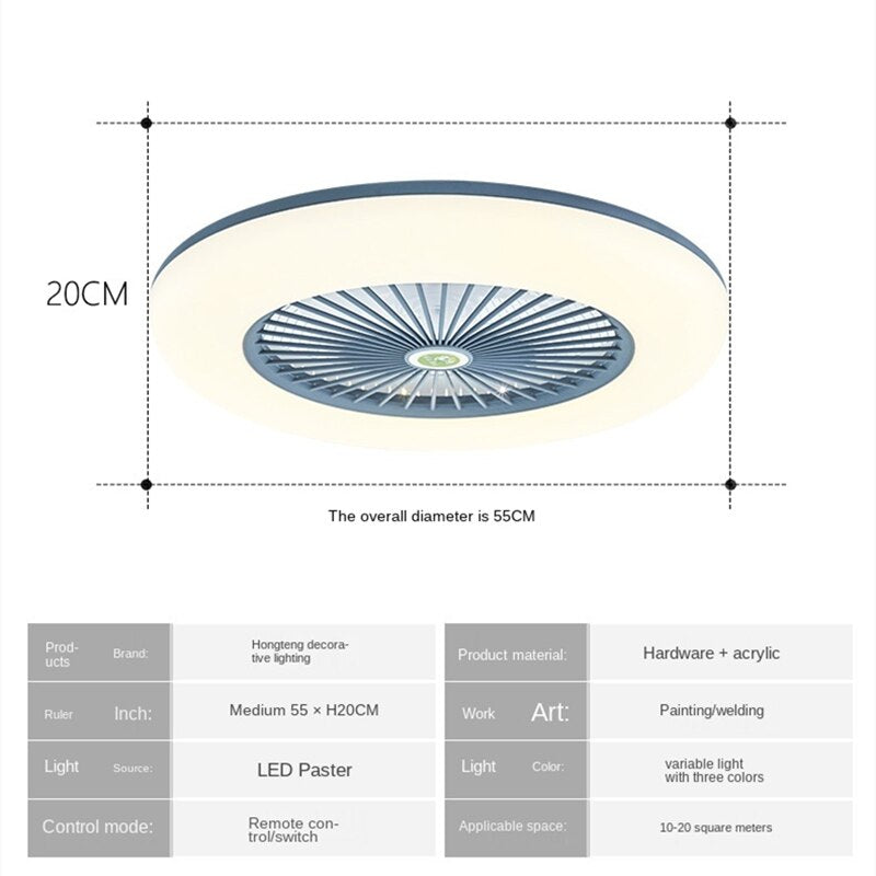 Smart Ceiling Fan Lamp With LED Light and Remote Control Chandelier Electric Roof Fans lighting Living Room 220 v Bedroom Home