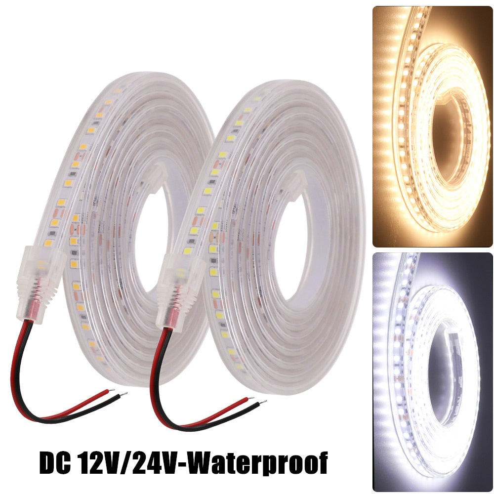 DC 12V/24V LED Strip Waterproof IP67 120LEDs/m Natural White 4000K /Warm White Flexible Tape 2835 LED Light Lamp 0.5m-10m